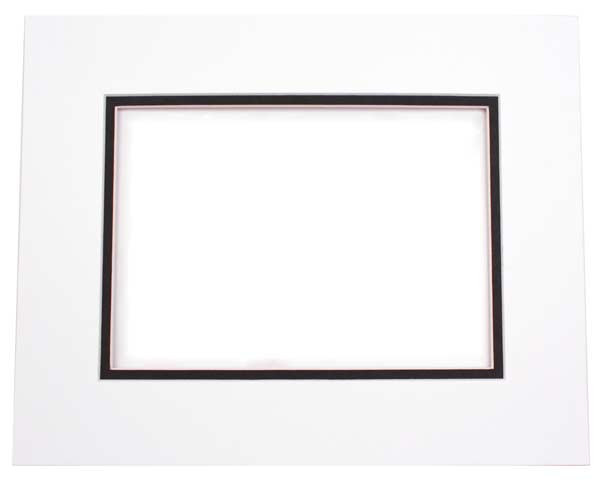 Fertig-Passepartouts Weiß/Schwarz 40,6x50,8cm doppelte Dicke mit 27x34,6cm Ausschnitt (10 Stück) [MD20050]