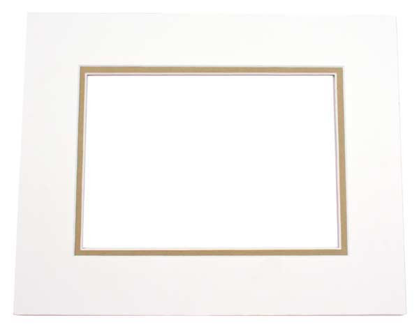 Fertig-Passepartouts Elfenbein/Olive Grün 40,6x50,8cm doppelte Dicke mit 27x34,6cm Ausschnitt (10 Stück) [MD20027]