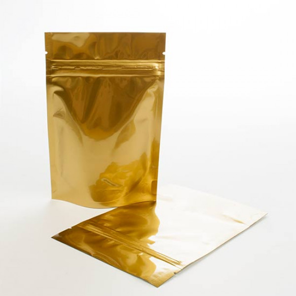 Standbodenbeutel Gold 13x7x20,5cm | 113 Gramm (100 Stück) [ZBGM3G]