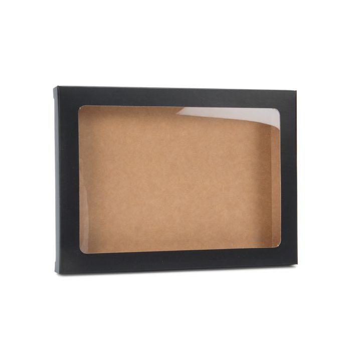 Pappschachteln Mattschwarz 13,7x1,5x18,7cm mit Fenster (25 Stück) [WMBG1]