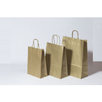 Papiertragetaschen Gold 26+12x35cm Kraft 90 Gramm (50 Stück) [PAM2635GO]