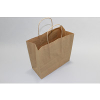 Papiertragetaschen Braun 32x12x41cm Kraft 100 Gramm mit gedrehte Griffe (50 Stück) [PAMB3241]