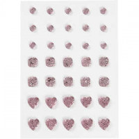 Strasssteine, Größe 6+8+10 mm, Rosa, rund, quadratisch, herzförmig, 35Stck. [HOB-24374]