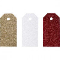 Geschenk-Anhänger, Größe 5x10 cm,  300 g, Weiß, Gold, Rot, 12Stck. [HOB-27972]