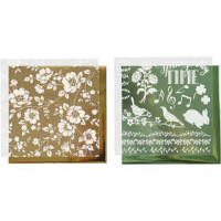 Deco Foil and transfer sheet, sheet 15x15 cm, 2x2 sheets, green, gold [HOB-283550]
