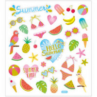 Sticker, Blatt 15x16,5 cm,  35 Stck, Sommerferien, 1Bl. [HOB-29080]