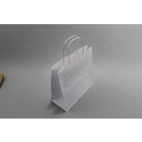 Papiertragetaschen Weiß 22x10x31cm Kraft 90 g/gm mit gedrehte Griffe (50 Stück) [PAMW2231]