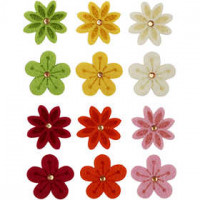 Filzblumen, D: 30 mm, Stärke: 2,5 mm, 120sort. [HOB-450761]