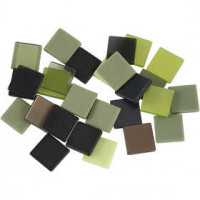 Mini-Mosaik, Größe 10x10 mm, Stärke: 2 mm, Grüntöne, 25g [HOB-51925]
