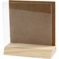 Halter mit Glasplatte, Größe 10x10 cm, Kiefernholz, 1Set [HOB-56747]