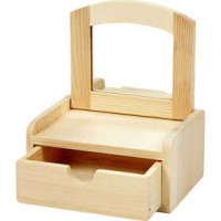 Spiegelkommode, Größe 12x10x6,5 cm, Kiefernholz, 1Stck [HOB-57571]