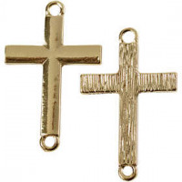 Kreuz, Größe 20x30 mm, Lochgröße 2 mm, Vergoldet, 4Stck. [HOB-60561]