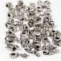 Verbindungsperle, D: 7-18 mm, Lochgröße 4 mm, Antiksilber, 100g [HOB-61030]