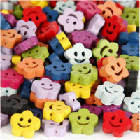 Motivperlen, D: 13 mm, Lochgröße 1 mm, Sortierte Farben, China berry, Glückliche Blumen, 100g [HOB-63694]
