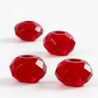 Glasperlen, Größe 9x14 mm, Lochgröße 4 mm, Rot, 4Stck. [HOB-68948]