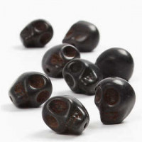 Howlith, D: 12 mm, Lochgröße 1,5 mm, Schwarz, Totenkopf, 32Stck. [HOB-69921]