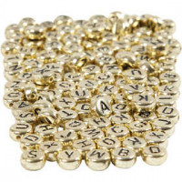 Buchstaben-Perlen, D: 7 mm, Lochgröße 1,2 mm, Gold, 21g, ca. 200 Stck [HOB-699300]