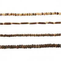 Kokosnuss-Perlen, D: 3-5 mm, Lochgröße 0,5 mm, Brauntöne, 4x40cm [HOB-69975]
