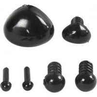 Augen und Nasen, D: 3+6 mm, Größe 8x6+14x11 mm, Schwarz, 20Sets [HOB-78281]