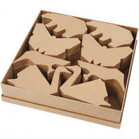 Pappmaché-Tiere, H 10,5-12,5 cm, Stärke: 25 mm, 24Stck. [HOB-99357]