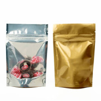 Standbodenbeutel Transparent/Gold 10x6x15cm | 57 Gramm (100 Stück) [ZBGG2]