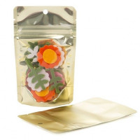 Standbodenbeutel Transparent/Matt Gold 7,9x5,1x13cm | 28 Gramm (100 Stück) [ZBGMG1]