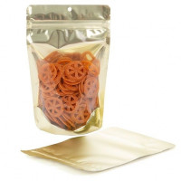 Standbodenbeutel Transparent/Matt Gold 13x7,9x20,6cm | 113 Gramm (100 Stück) [ZBGMG3]