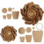 Paper Flowers, D: 15+25 cm, 2 pcs, natural [HOB-599916]