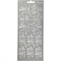 Sticker, Blatt 10x23 cm, Silber, Weige mit Baby, 1Bl. [HOB-170014]
