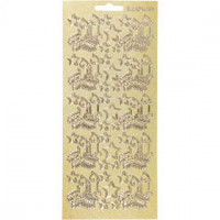 Sticker, Blatt 10x23 cm, Gold, Weihnachtskerzen, 1Bl. [HOB-170015]