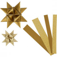 Papierstreifen für Fröbelsterne, B 15+25 mm, D: 6,5+11,5 cm, Gold, Glitter und Lack, 40Streifen, L 44+78 cm [HOB-20776]