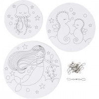 Mobilé mit Motivdruck, Meerjungfrau, D: 12+15+18 cm,  300 g, 3Sets [HOB-25456]