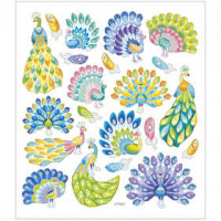 Sticker, Blatt 15x16,5 cm,  21 Stck, Pfau, 1Bl. [HOB-29072]