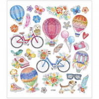 Sticker, Blatt 15x16,5 cm,  29 Stck, Fahrräder & Heißluftballons, 1Bl. [HOB-29076]