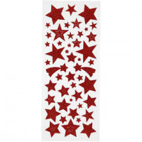 Glitzer-Sticker, Blatt 10x24 cm, ca. 110 Stck, Rot, Sterne, 2Bl. [HOB-29112]