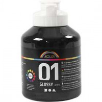 A-Color Acrylfarbe, Schwarz, 01- Glänzend, 500ml [HOB-32004]