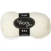 Sockenwolle, L 200 m, Creme, 50g [HOB-41311]