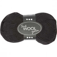 Sockenwolle, L 200 m, Schwarz, 50g [HOB-41315]