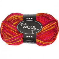 Sockenwolle, L 200 m, Harmonie in Rot-Orange, 50g [HOB-41321]