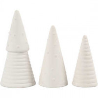 Weihnachtsbäume, H 10+12+15 cm, D: 5+6+7 cm, Weiß, 3Stck. [HOB-50493]