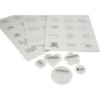 Ansteckschildchen mit Schablonen, D: 2+4 cm, 100Stck. [HOB-51297]