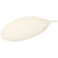 Teller, Längliches Blatt, Größe 24,5x10 cm, H 2,3 cm, Weiß, 1Stck [HOB-55505]