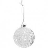 Facettierte Glaskugel, D: 7,8 cm, Transparent, 4Stck. [HOB-55929]