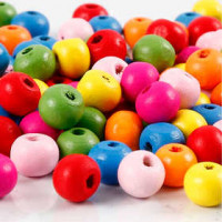Holzperlen-Mix, D: 8 mm, Lochgröße 1,5-2 mm, 500g [HOB-57106]