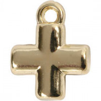 Kreuz, Größe 10x10 mm, Lochgröße 1,5 mm, Vergoldet, 4Stck. [HOB-60567]