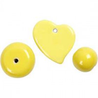 Trend Keramikperlen, Größe 24-36 mm, Lochgröße 2-3 mm, Gelb, Herz, Kugel, Scheibe, 3sort. [HOB-63648]
