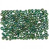 Rocailleperle, Größe 8/0 , D: 3 mm, Grün irisierend, 500g, Lochgröße 0,6-1,0 mm [HOB-682182]