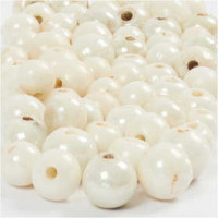 Glanzperlen, Größe 6+8+10 mm, Lochgröße 2,5 mm, Weiß, 300g [HOB-69748]