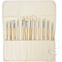 Natur Line Pinsel - Sortiment im Baumwoll-Etui, Nr. 1-10 , B 5-10 mm, langer Griff, 18sort. [HOB-99823]
