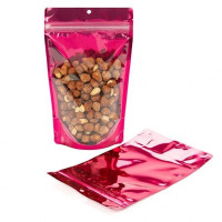 Standbodenbeutel Transparent/Fuchsia 13x7,9x20,6cm | 57 Gramm (100 Stück) [ZBGB3FS]